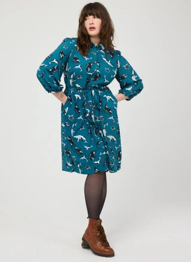 Joanie Clothing Andi Sea Life Print Shirt Dress 
