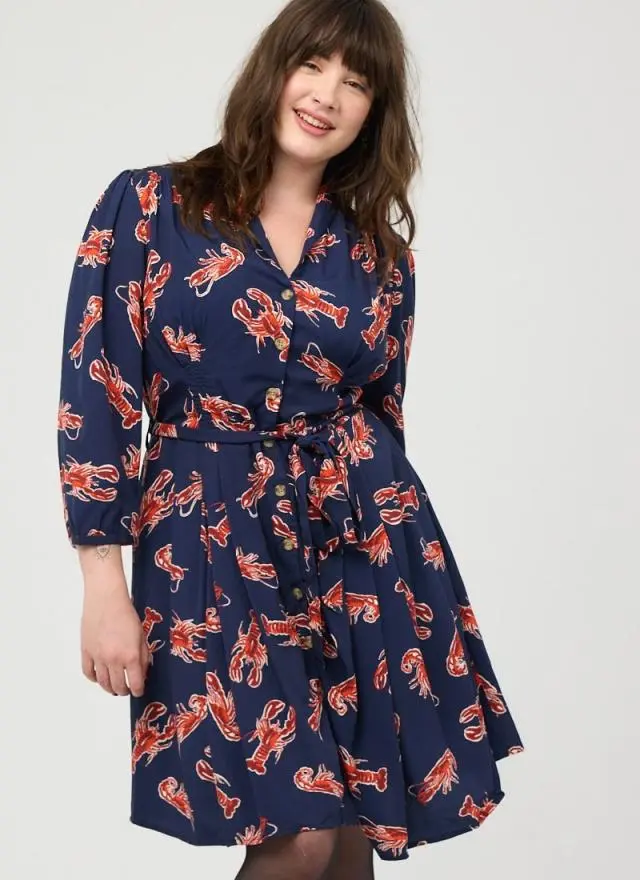 Joanie Clothing Barbara Lobster Print Button