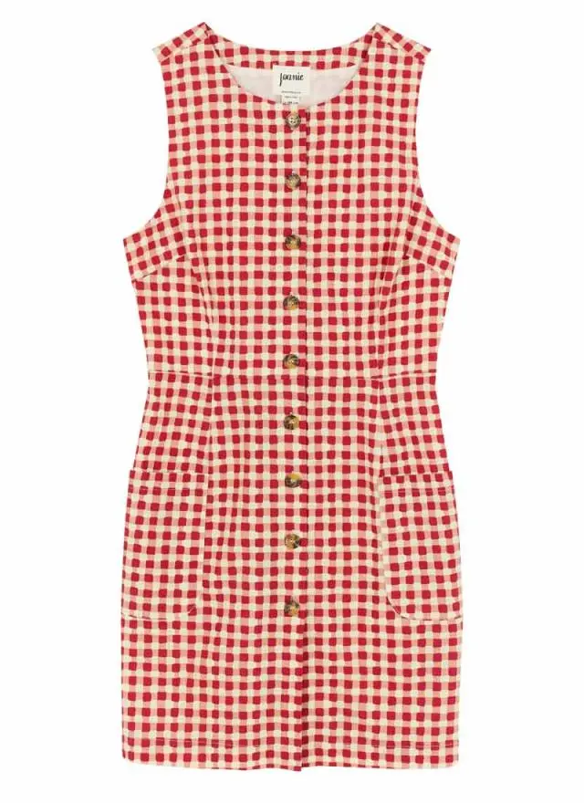 Joanie Clothing Ashley Gingham Boat Neck Mini Dress 