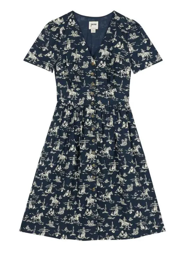 Joanie Clothing Natalie Western Cowgirl Print Button