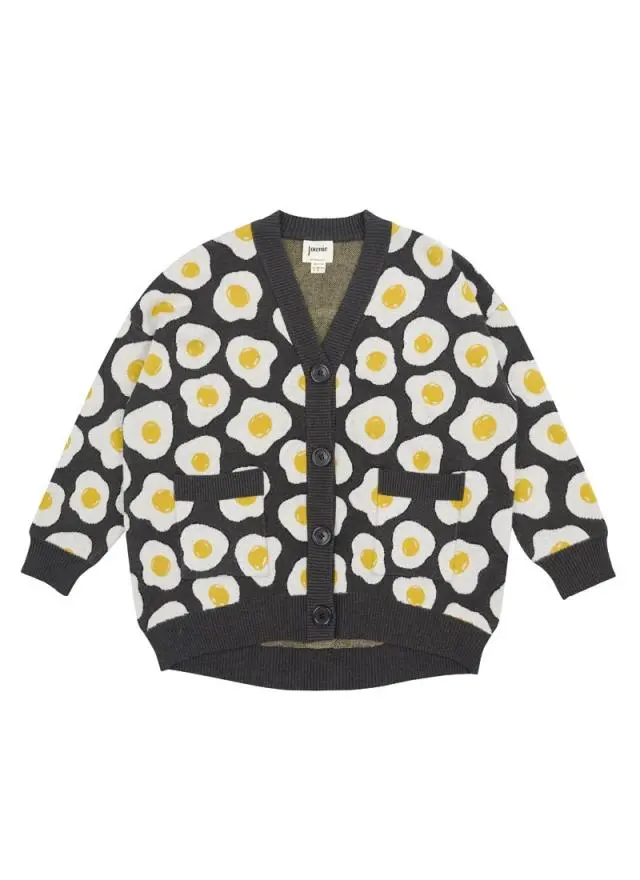 Joanie Clothing Burford Fried Eggs Intarsia Knit Cardigan 