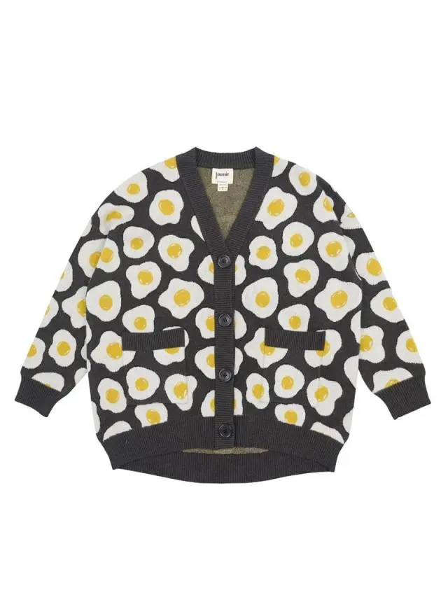 Joanie Clothing Burford Fried Eggs Intarsia Knit Cardigan 