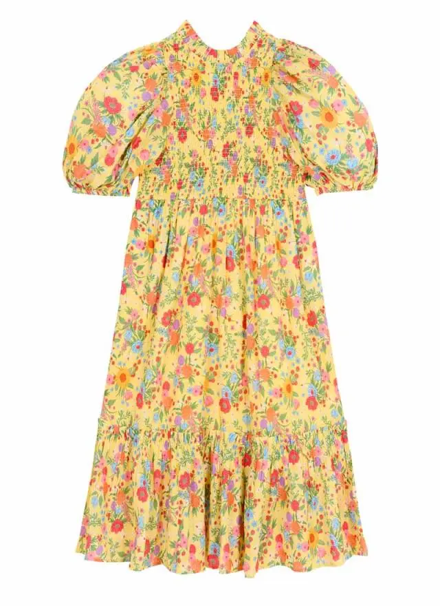 Joanie Clothing Priya Wildflower Print Puff Sleeve Midi Dress