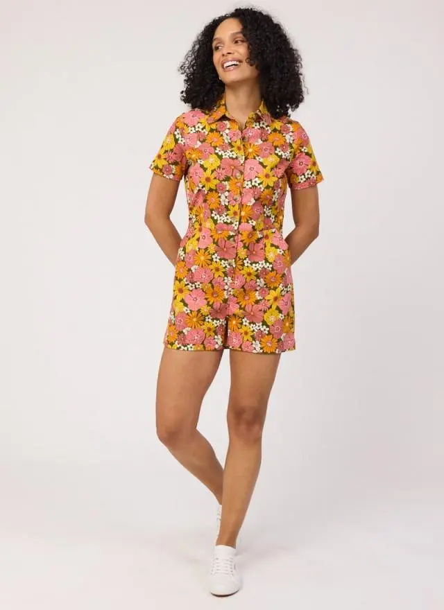 Joanie Clothing Aisling Vintage Floral Print Playsuit