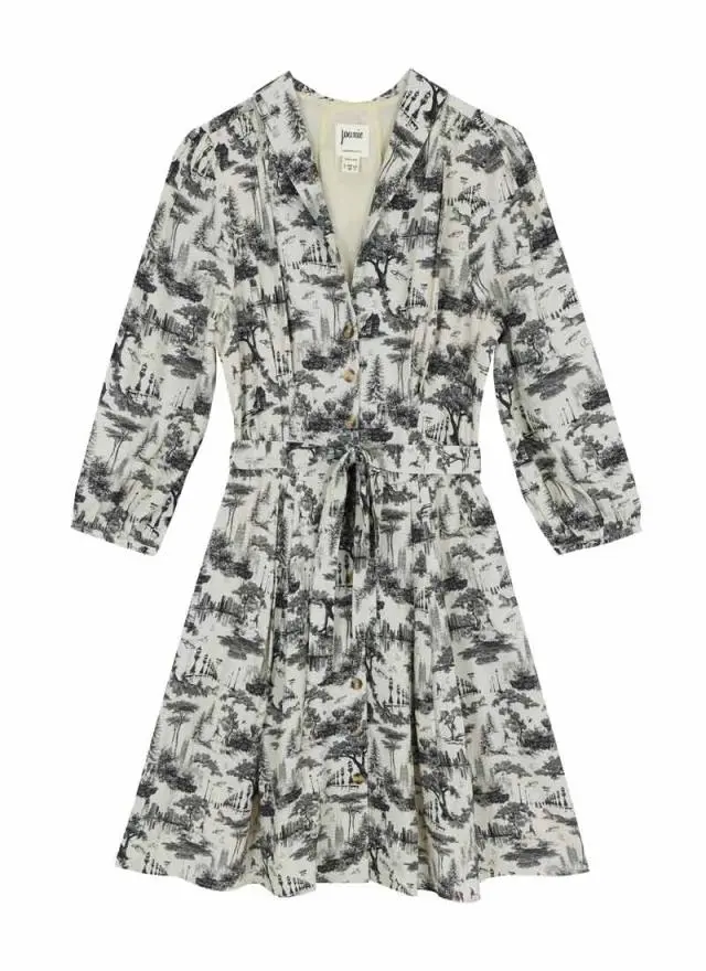 Joanie Clothing Barbara Toile De Jouy Print Button