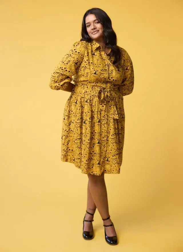 Joanie Clothing Andi Cat Print Shirt Dress