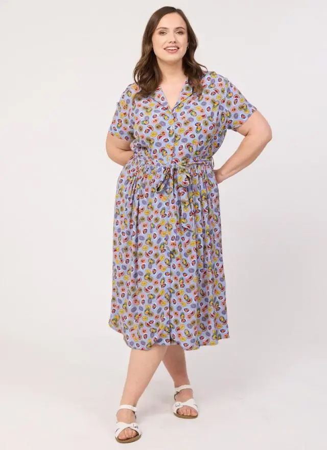 Joanie Clothing Carly Fruit Sticker Print Midi Dress