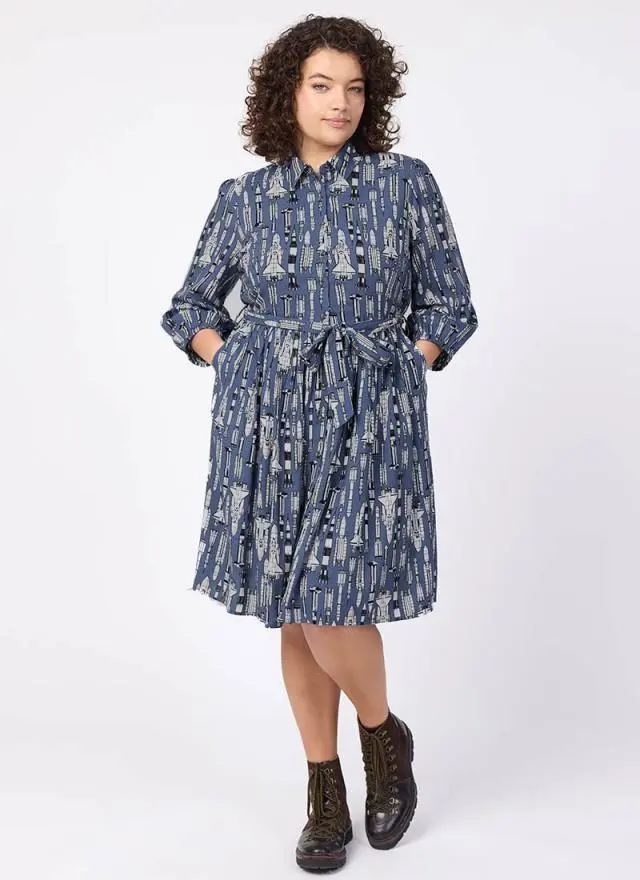 Joanie Clothing Andi Rocket Print Shirt Dress 