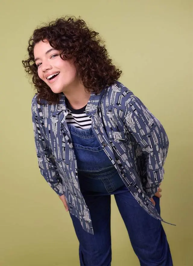 Joanie Clothing Sharon Rocket Print Oversized Shirt