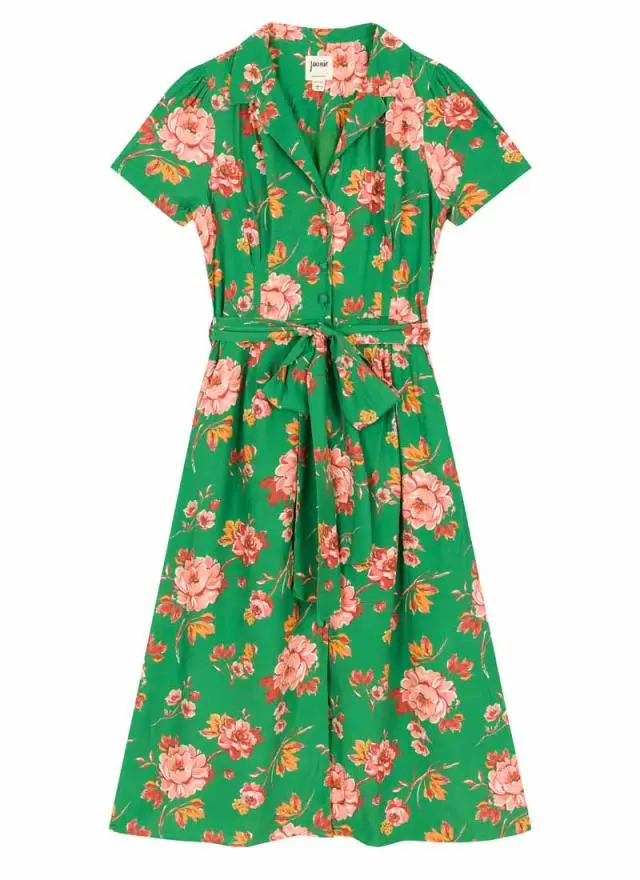Joanie Clothing Roberta Green Floral Print Midaxi Tea Dress