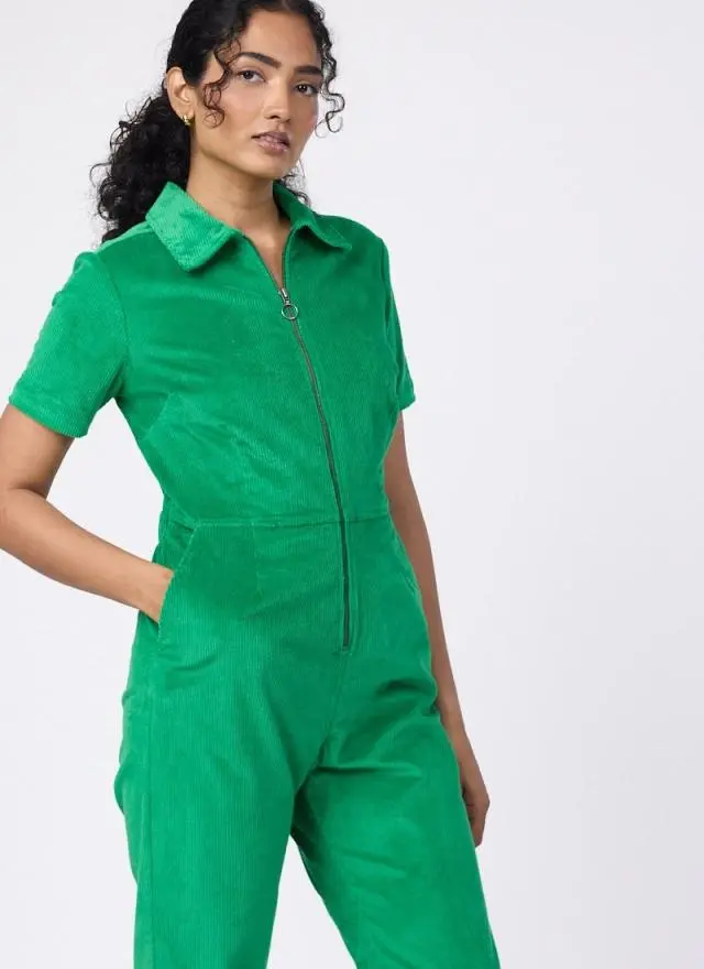 Joanie Clothing Robin Short Sleeve Corduroy Boilersuit