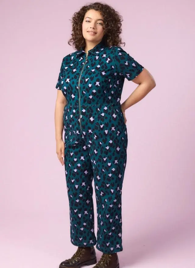 Joanie Clothing Robin Leopard Print Short Sleeve Boilersuit