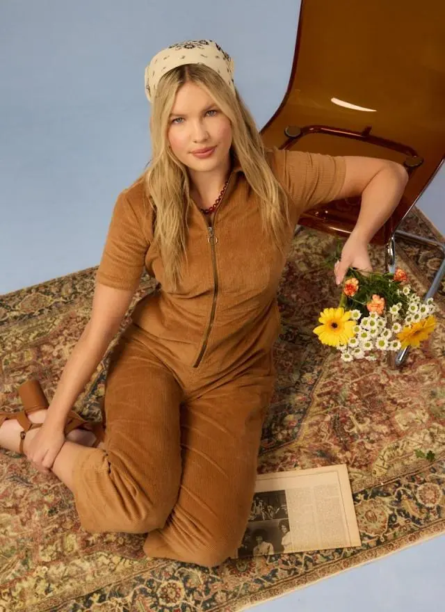 Joanie Clothing Robin Short Sleeve Corduroy Boilersuit 