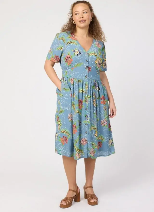 Joanie Clothing Natalie Chintz Floral Print Button Down Tea Dress