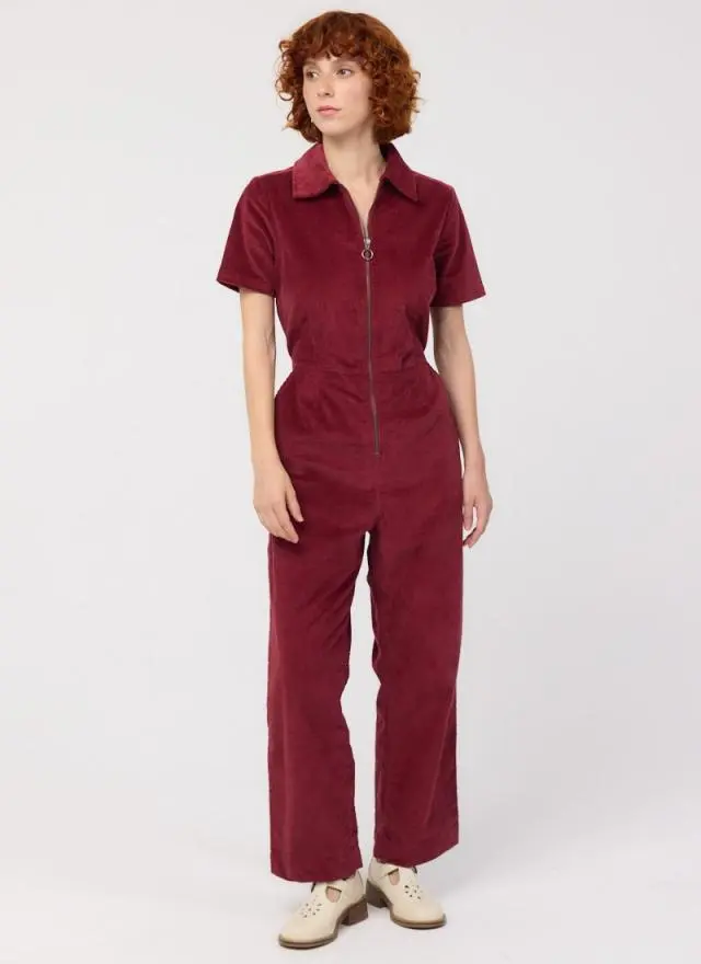 Joanie Clothing Robin Short Sleeve Corduroy Boilersuit 