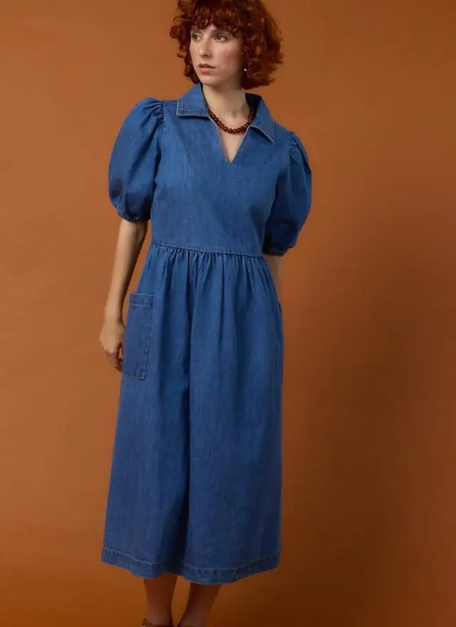 Joanie Clothing Jojo Mid Wash Denim Midi Dress