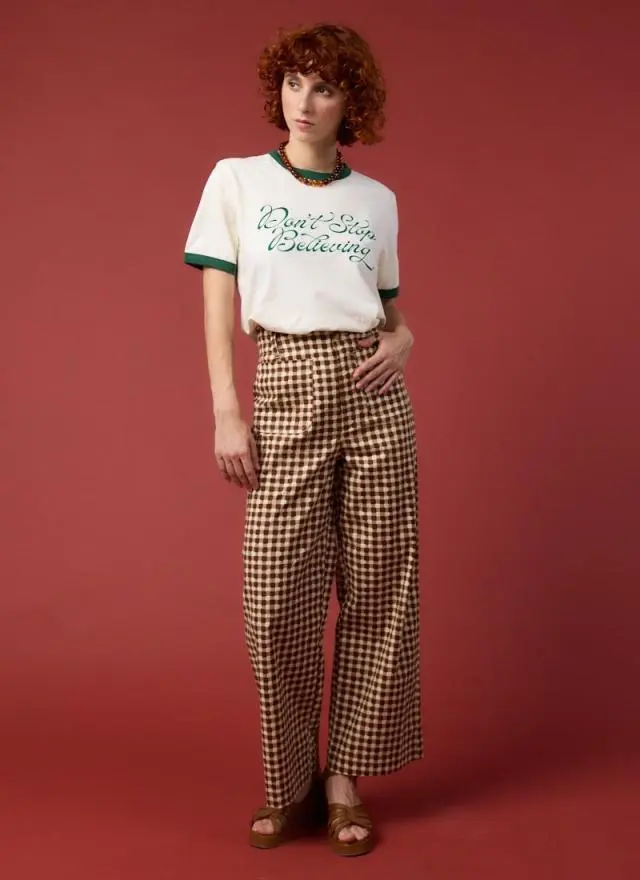 Joanie Clothing Pippa Gingham High Waist Trousers
