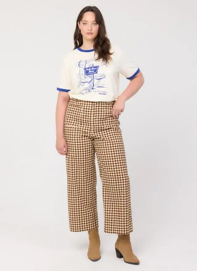 Joanie Clothing Pippa Gingham High Waist Trousers 