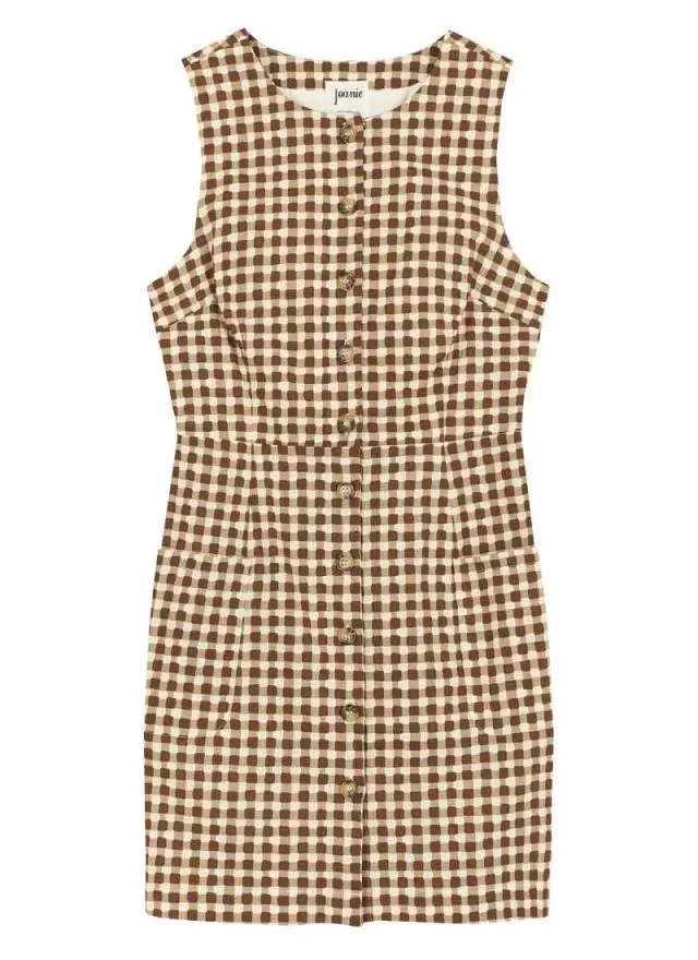 Joanie Clothing Ashley Gingham Boat Neck Mini Dress 