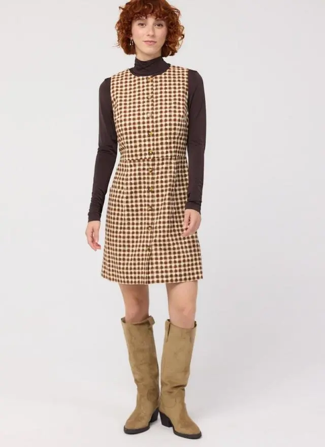 Joanie Clothing Ashley Gingham Boat Neck Mini Dress