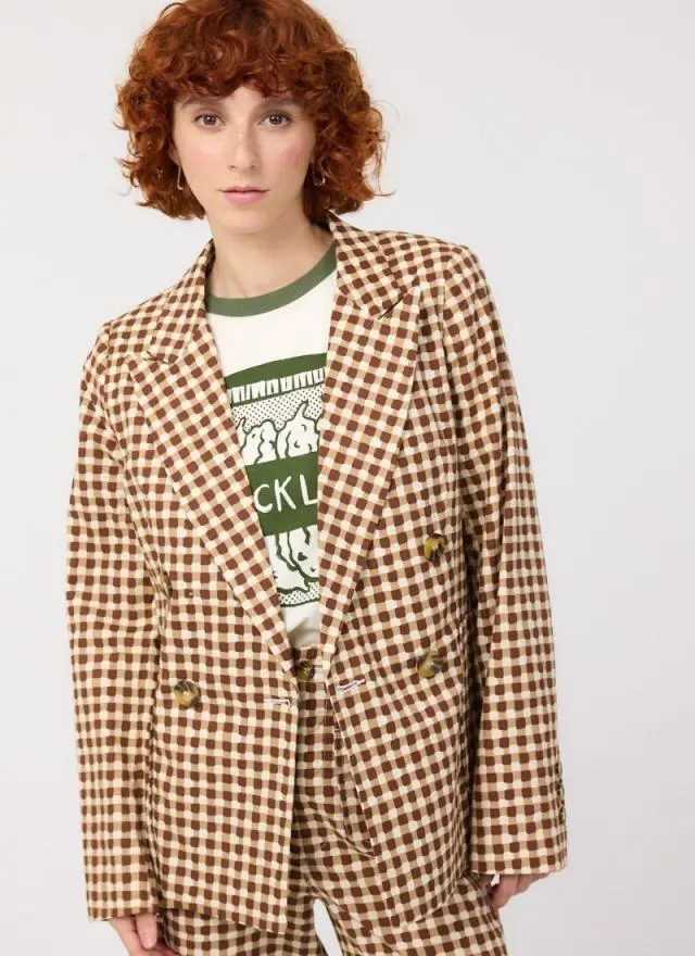 Joanie Clothing Richy Gingham Soft Tailored Blazer