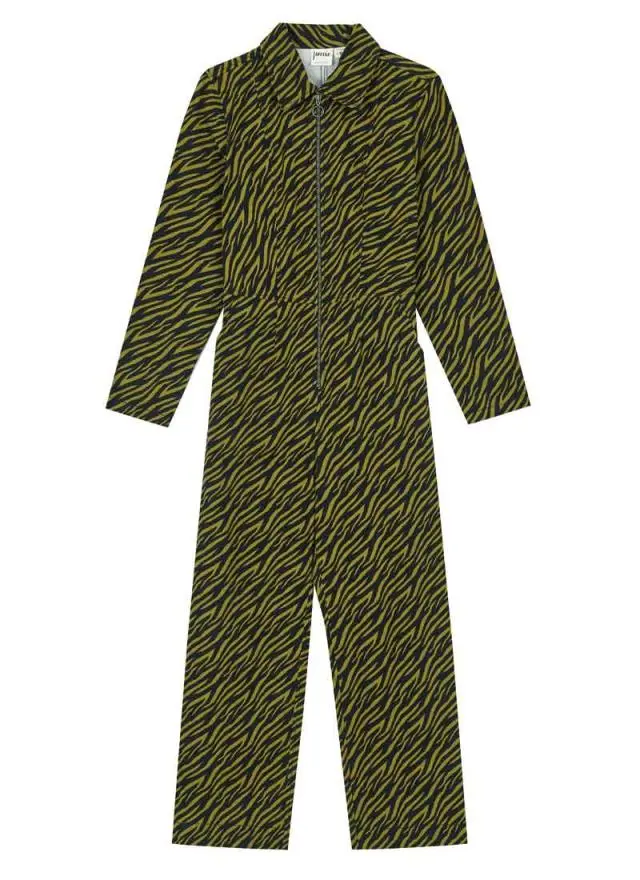 Joanie Clothing Minetta Tiger Print Long Sleeve Boilersuit 