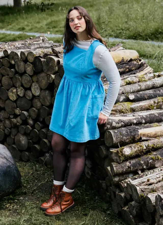 Joanie Clothing Lainey Square Neck Corduroy Pinafore Dress