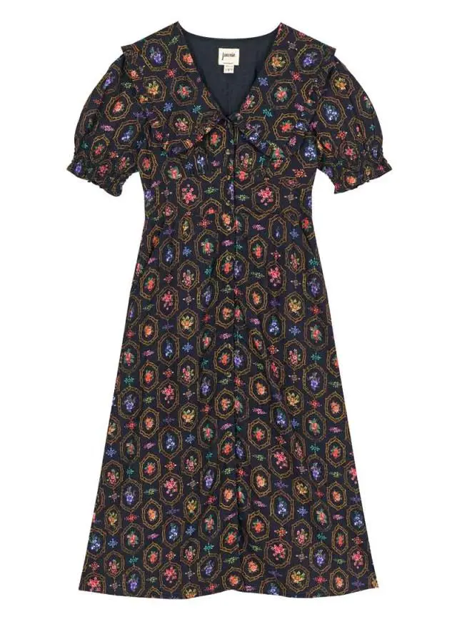 Joanie Clothing Constance Framed Floral Print Collared Midaxi Dress