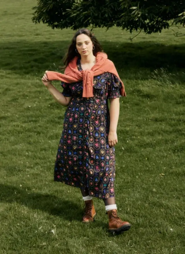 Joanie Clothing Constance Framed Floral Print Collared Midaxi Dress