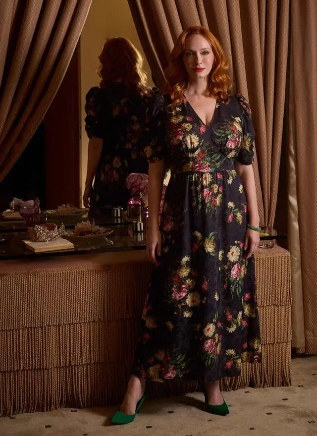 Joanie Clothing Christina Hendricks X Joanie - Flowering Jasmine Chintz Floral Print Maxi Dress