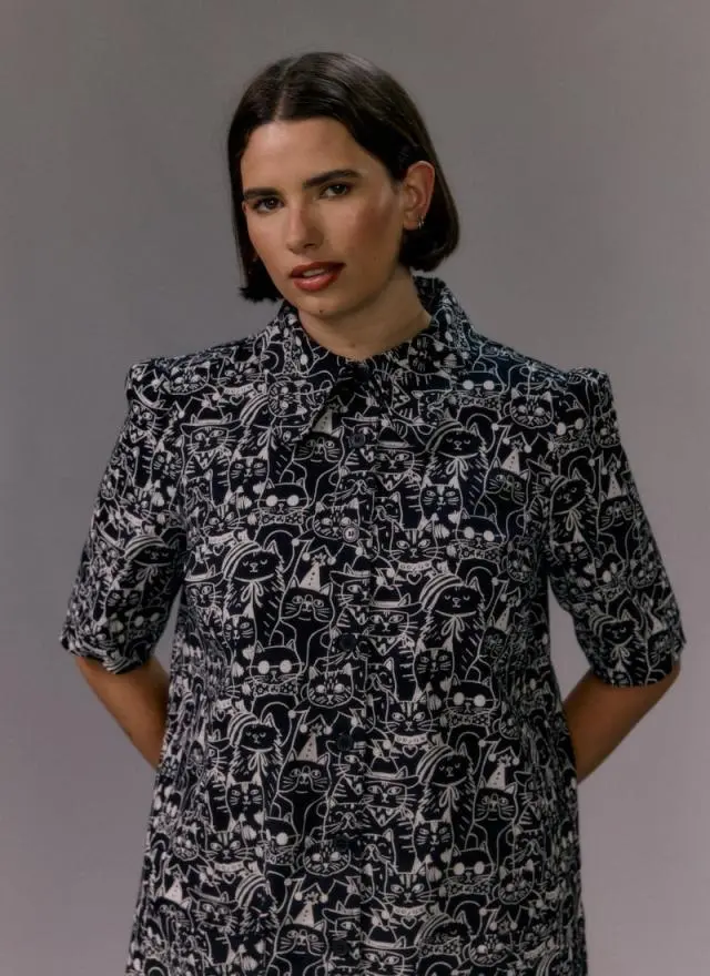 Joanie Clothing Anderson Cat Print A-Line Shift Dress