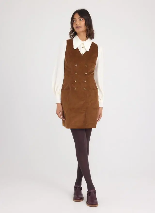 Joanie Clothing Kendal A-Line Buttoned Pinafore Dress