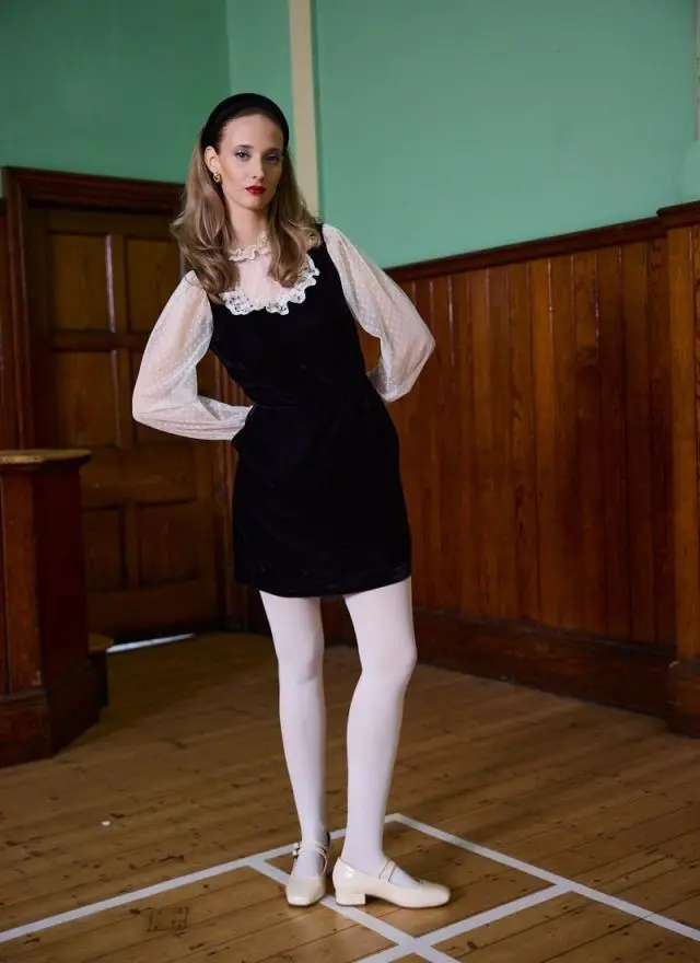 Joanie Clothing Peri Balloon Sleeve Velvet Mini Dress