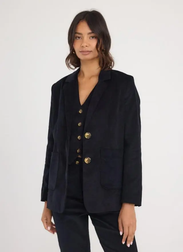 Joanie Clothing Frank Single Breasted Corduroy Tailored Blazer