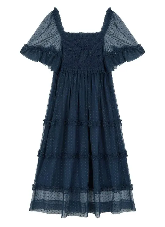 Joanie Clothing Jemima Square Neck Polka Dot Mesh Dress 