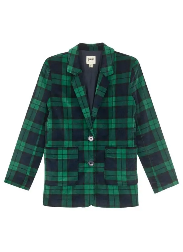 Joanie Clothing Frank Check Print Corduroy Tailored Blazer
