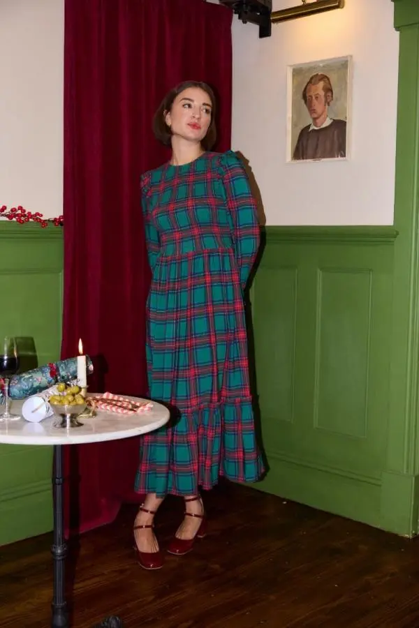 Joanie Clothing Finn Tartan Print Midaxi Dress