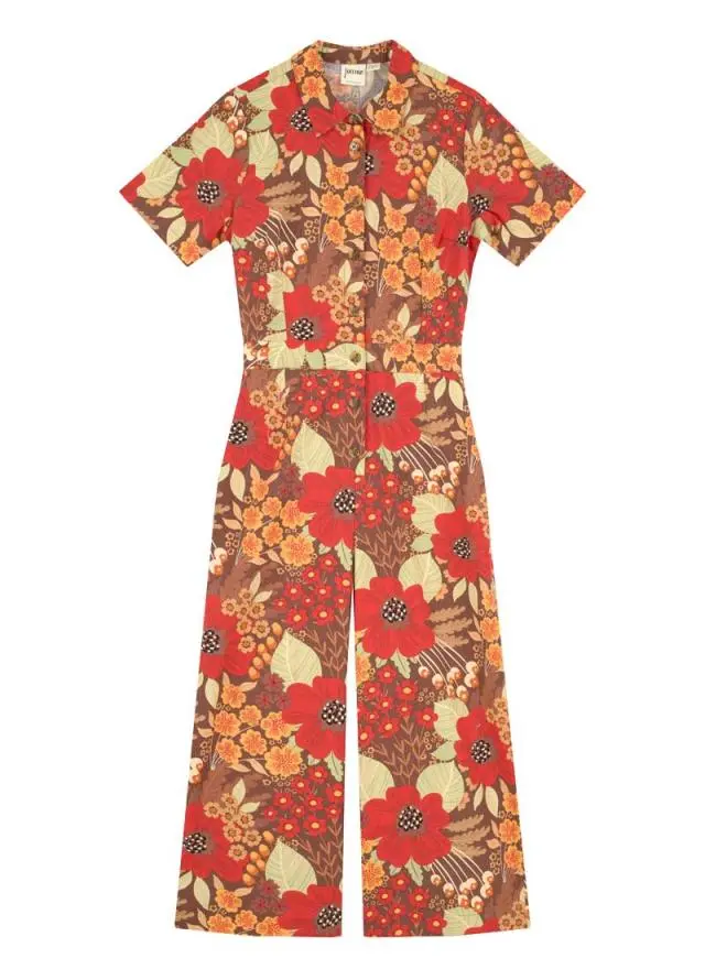 Joanie Clothing Imala Floral Deckchair Print Short Sleeve Boilersuit 