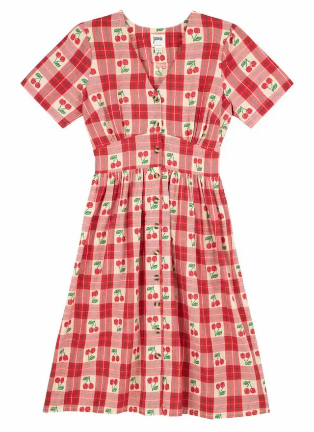 Joanie Clothing Natalie Cherry Print Button