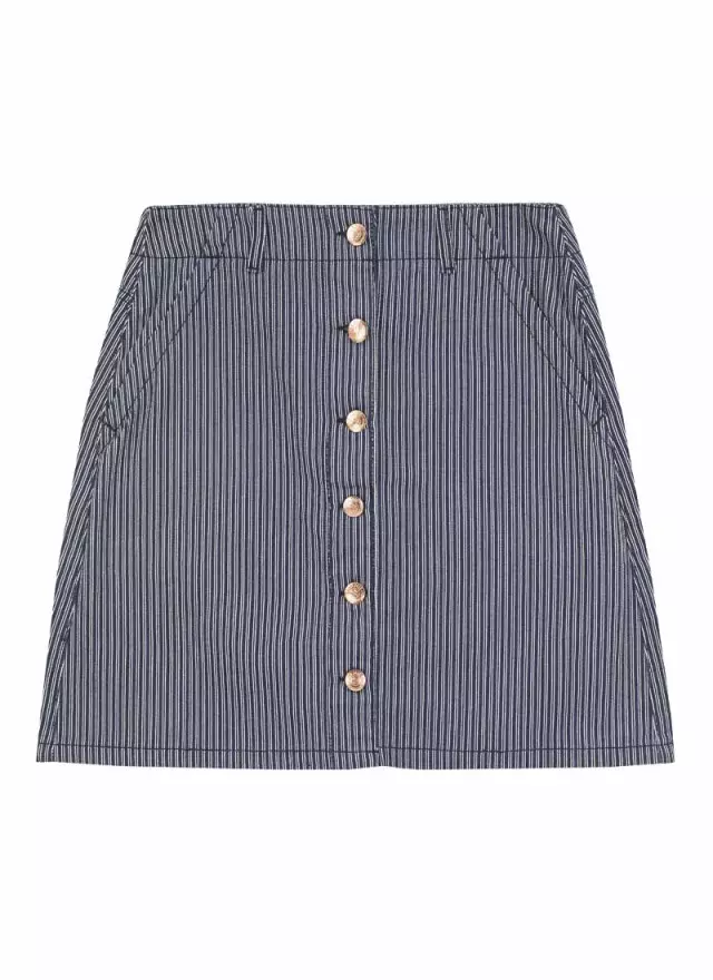 Ritchie A-Line Striped Denim Skirt