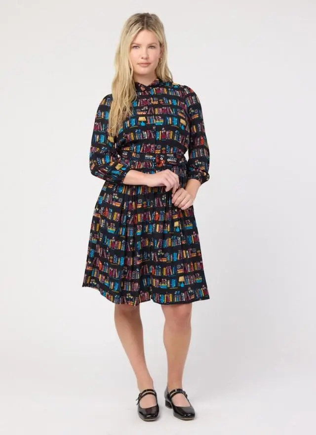Joanie Clothing Andi Book Print Dress 