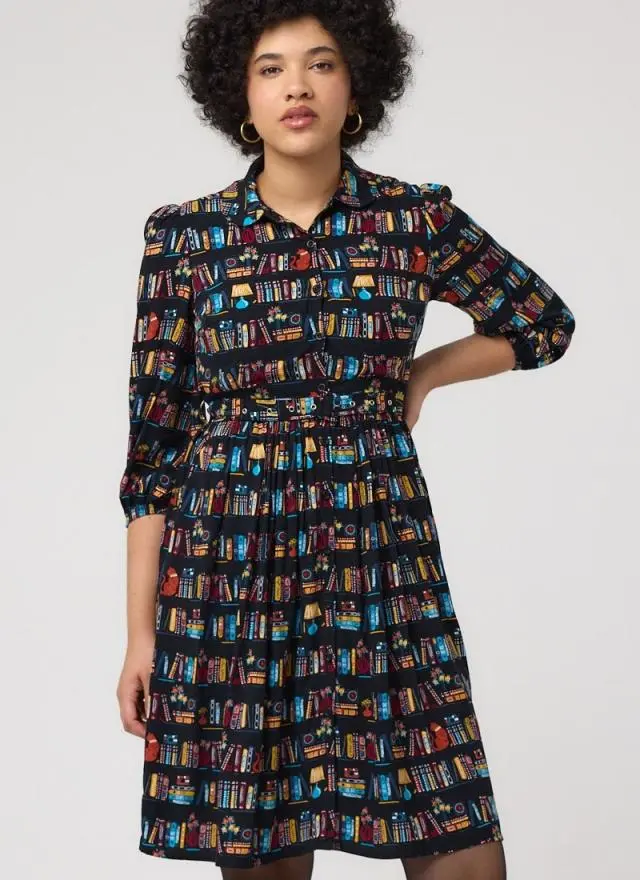 Joanie Clothing Andi Book Print Dress 