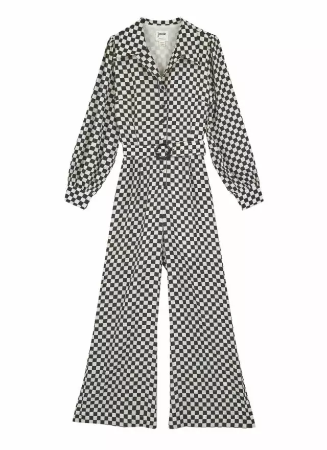Beth Checkerboard Print Jumpsuit