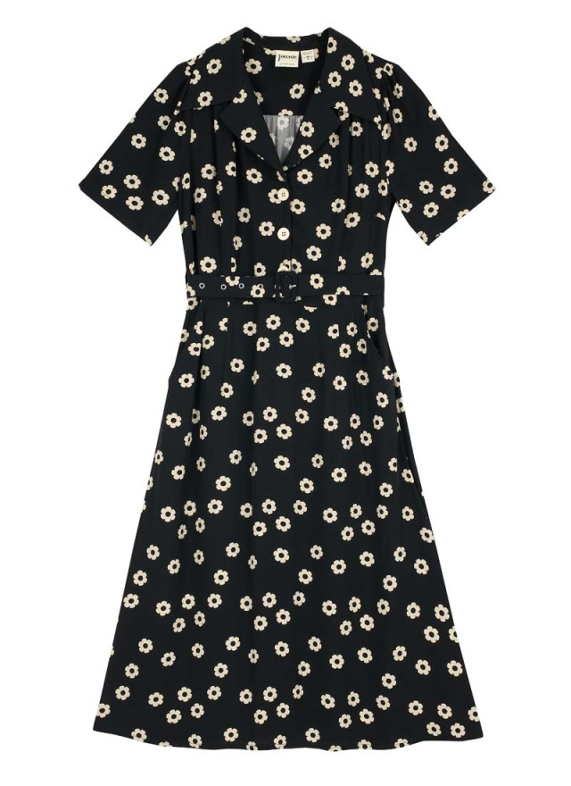Tally Floral Print Midi Tea Dress