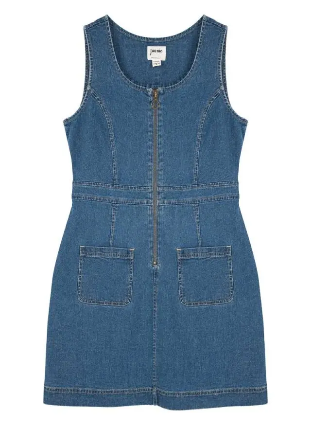 Joanie Clothing Mindy Mid Wash Denim Pinafore Dress 