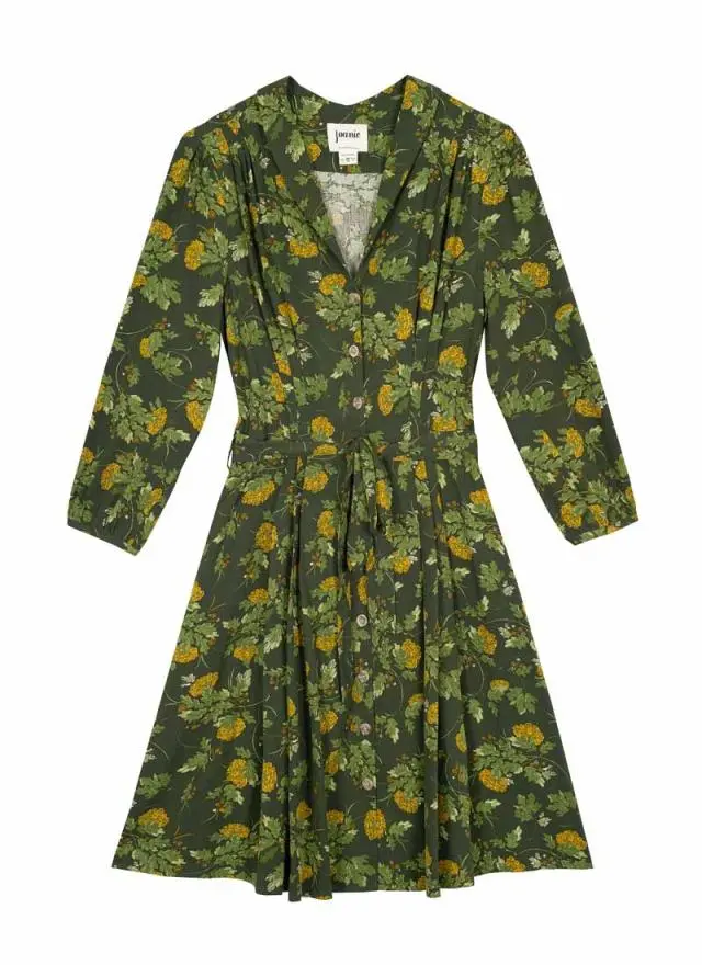 Joanie Clothing Barbara Oak Leaf Print Button