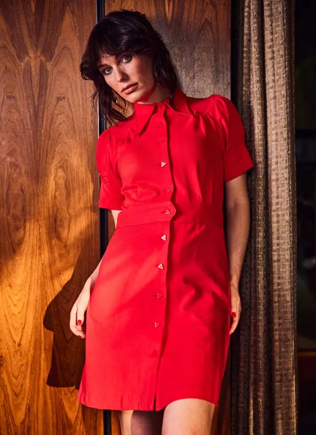 Bus Stop X Joanie - Camden Red Jersey Dagger Collar Mini Dress