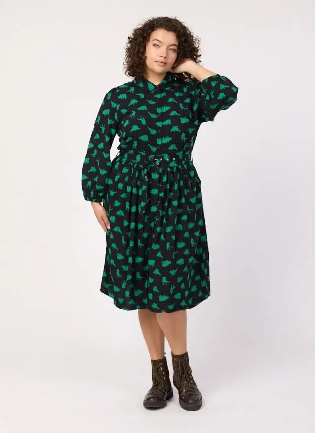 Joanie Clothing Andi Dino Print Shirt Dress 