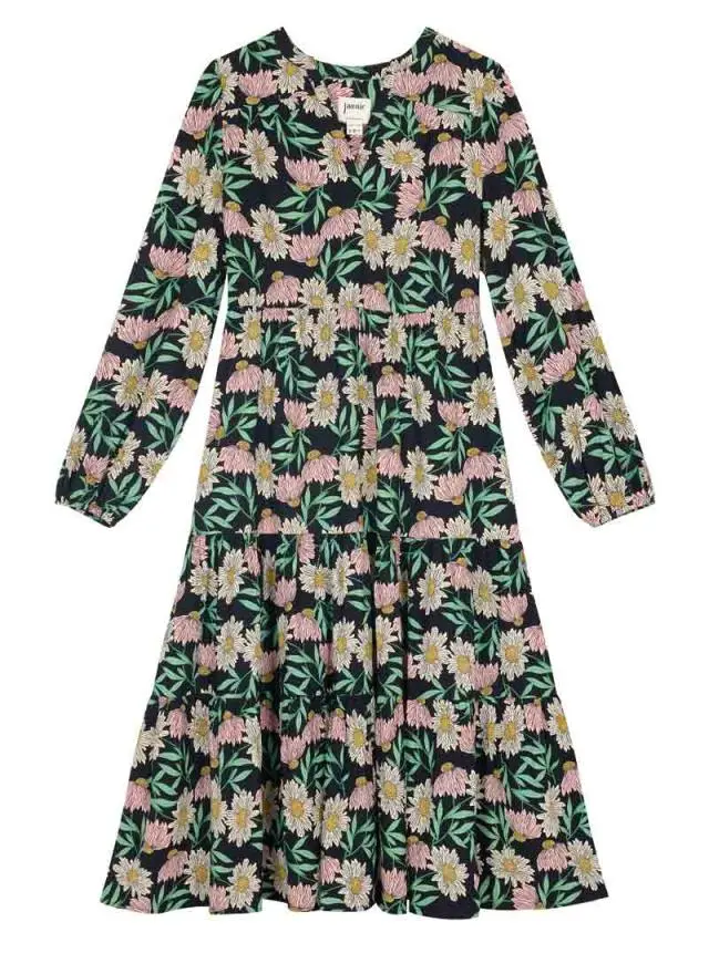 Joanie Clothing Cady Daisy Print Long Sleeve Smock Dress