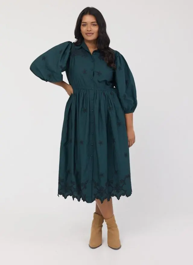 Joanie Clothing Rachida Embroidered Western Shirt Dress 